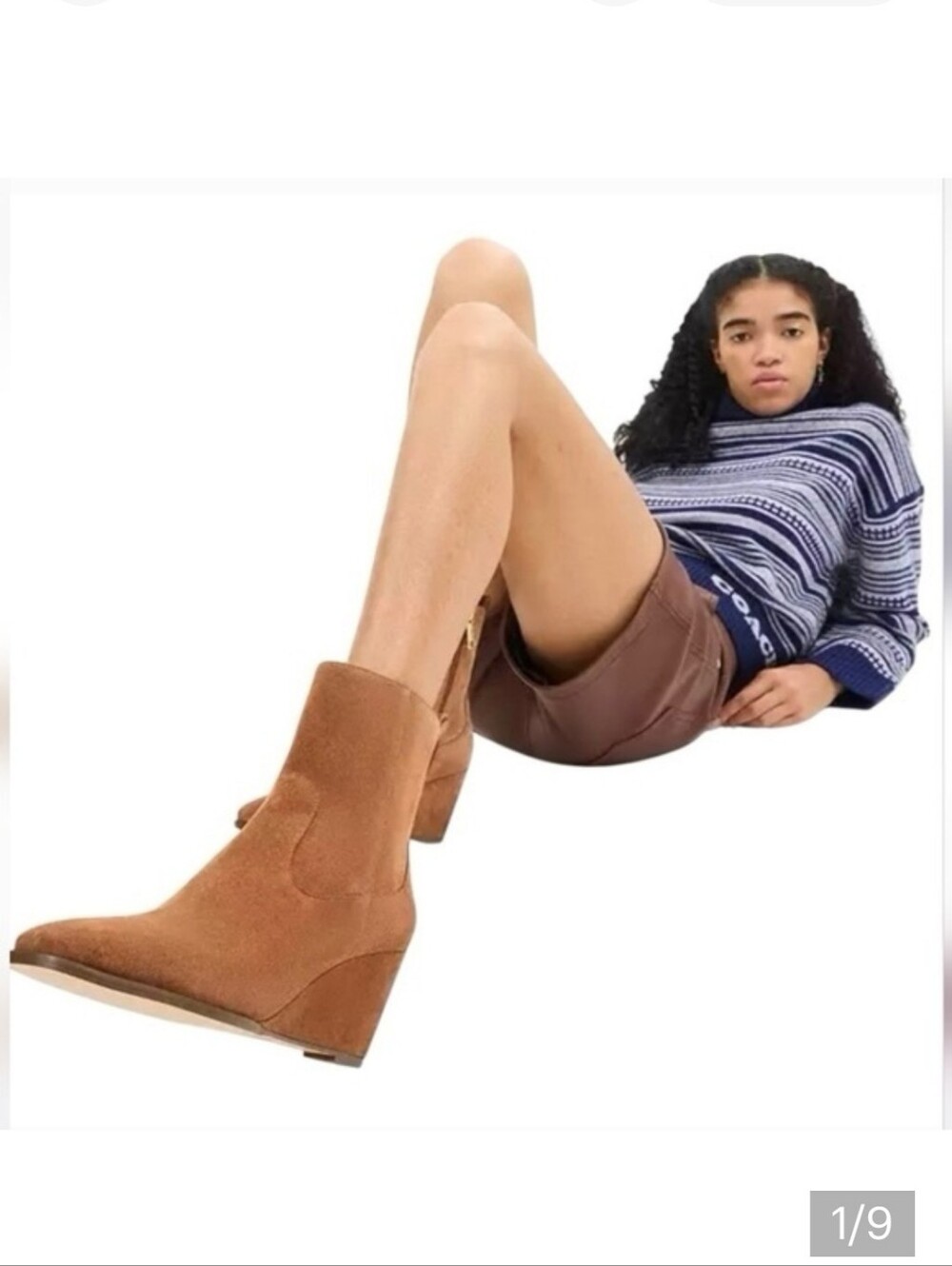 Coach Josephine Brown Suede Wedge Boots Size 10